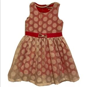 Losan Size 4 Girls White and Pink Polka Dot Summer Dress